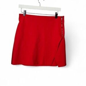 Lush – Red Mini Skirt – Women – Size L – Side Zip – Solid A-Line
